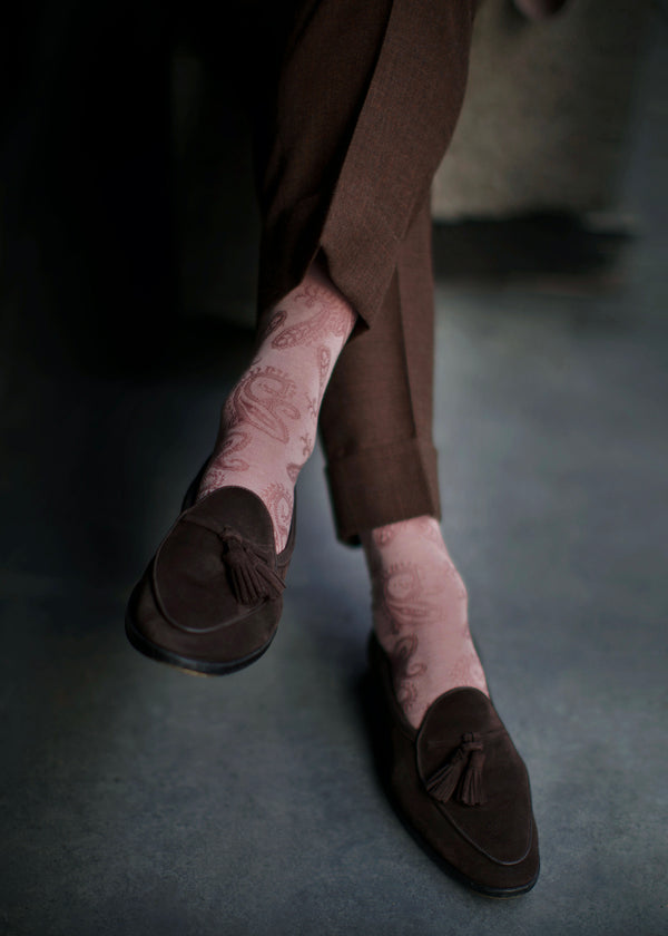 シャドーペイズリーロングホーズ 【outBespokenコラボレーション】 - 靴下  Il Regalo/イルレガロ | HIGH QUALITY SOCKS