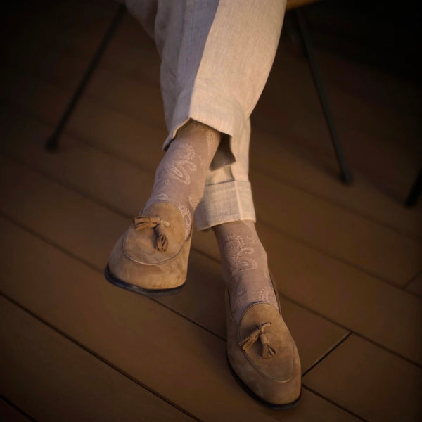 シャドーペイズリーロングホーズ - 靴下  Il Regalo/イルレガロ | HIGH QUALITY SOCKS