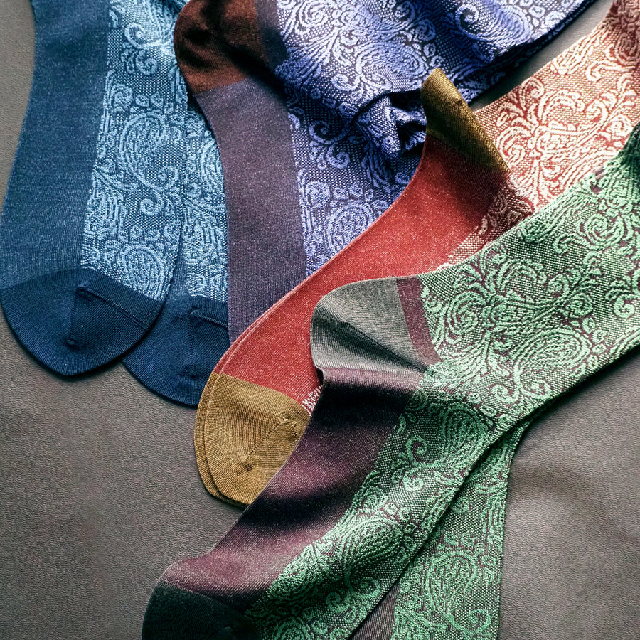 Silk Paisley Over-the-Calf Socks