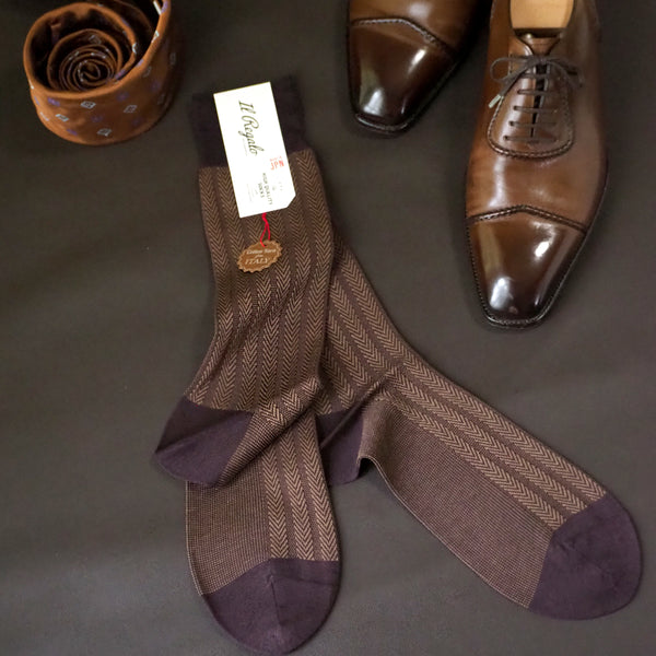 ストライプヘリンボーンソックス - 靴下  Il Regalo/イルレガロ | HIGH QUALITY SOCKS