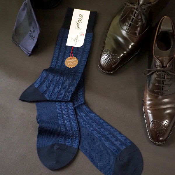 ストライプヘリンボーンソックス - 靴下  Il Regalo/イルレガロ | HIGH QUALITY SOCKS