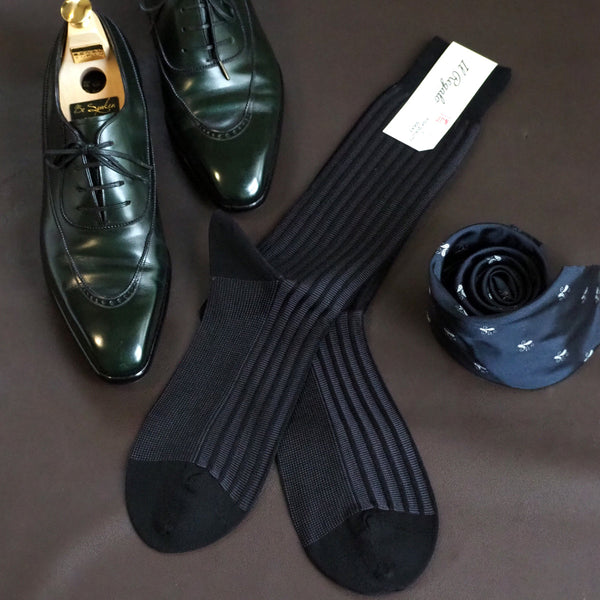 ストライプジャガードソックス - 靴下  Il Regalo/イルレガロ | HIGH QUALITY SOCKS