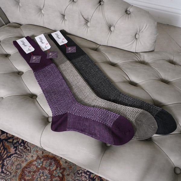 ウール＆リネンヘリンボーンロングホーズ - 靴下  Il Regalo/イルレガロ | HIGH QUALITY SOCKS