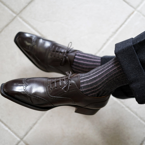 ウール＆シルクシャドーストライプロングホーズ  / Lサイズ - 靴下  Il Regalo/イルレガロ | HIGH QUALITY SOCKS