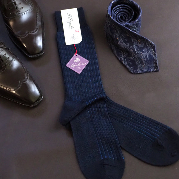 ウール＆シルクシャドーストライプソックス - 靴下  Il Regalo/イルレガロ | HIGH QUALITY SOCKS