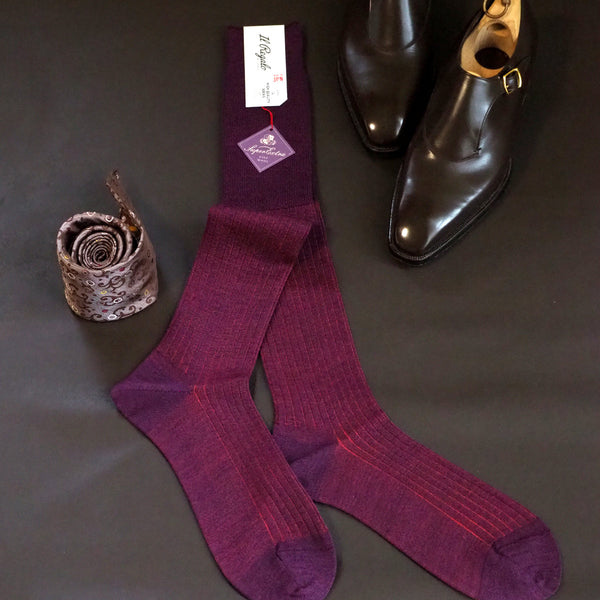 ウール＆シルクシャドーストライプロングホーズ  / Lサイズ - 靴下  Il Regalo/イルレガロ | HIGH QUALITY SOCKS