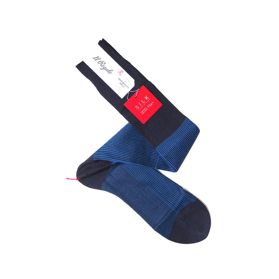 Silk Stripe Over-The-Calf Socks, Large Size